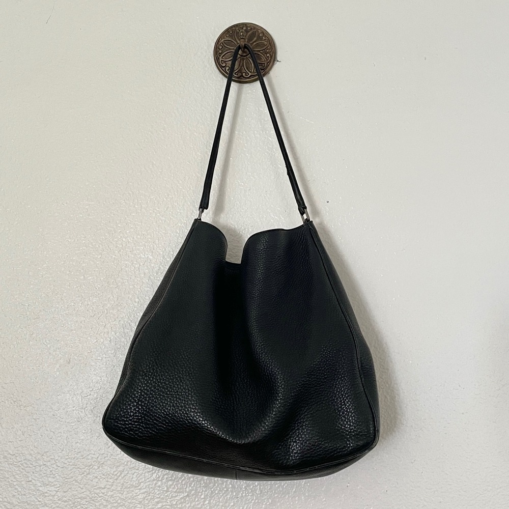 Jil Sander Black Pebbled Leather Hobo Bag Made in Italy Minimalist Shoulder Bag